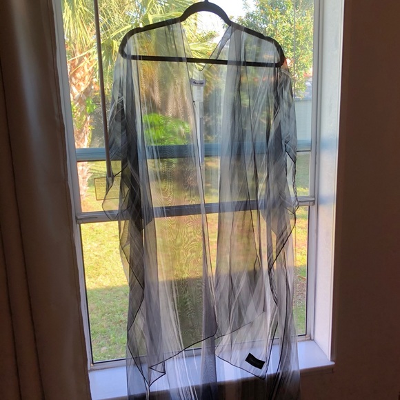 NWT Calvin Klein Gray/Black Sheer Beach Cover - Picture 6 of 6